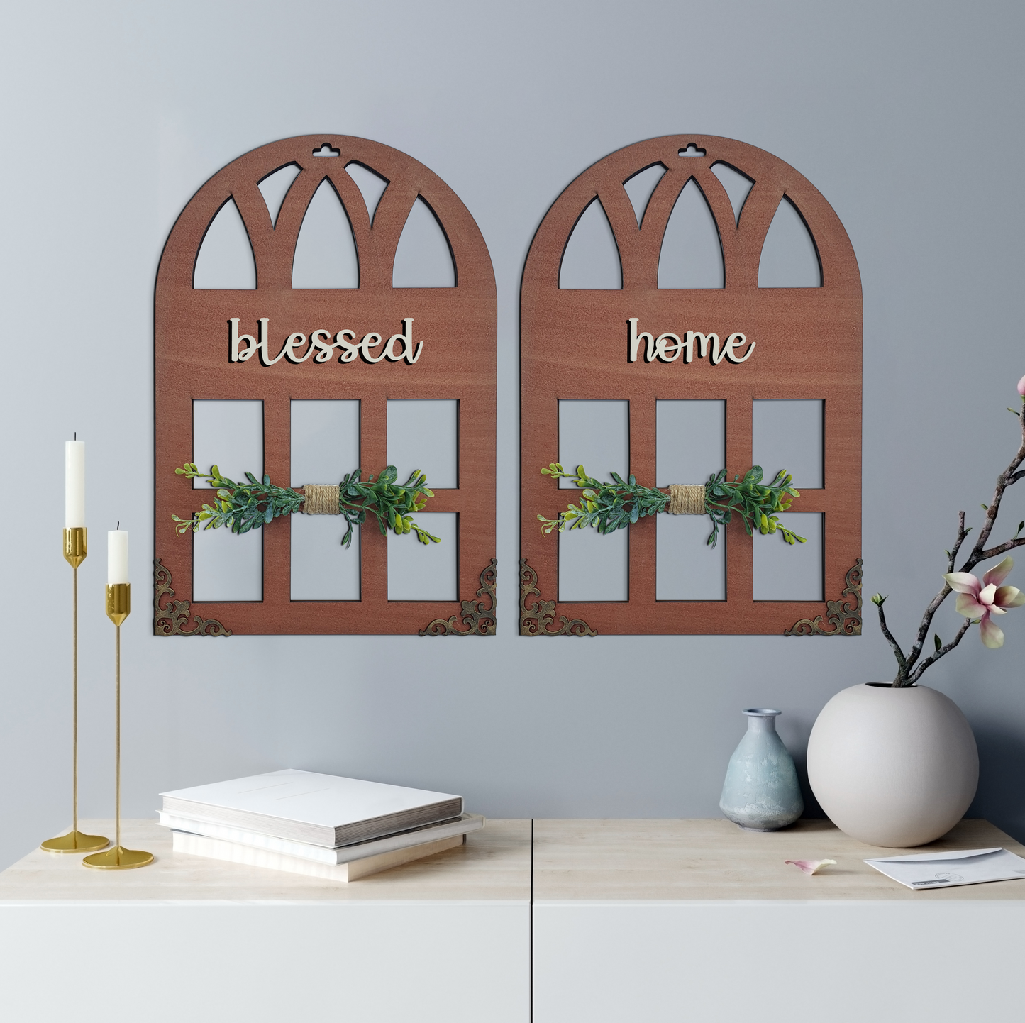 Blessed Home Quote Window Wall Art Set Of 2