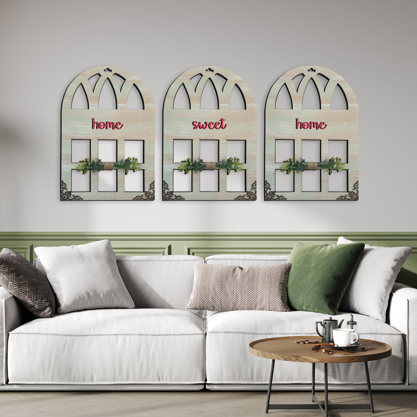 Home Sweet Home Quote Window Wall Art Set of 3