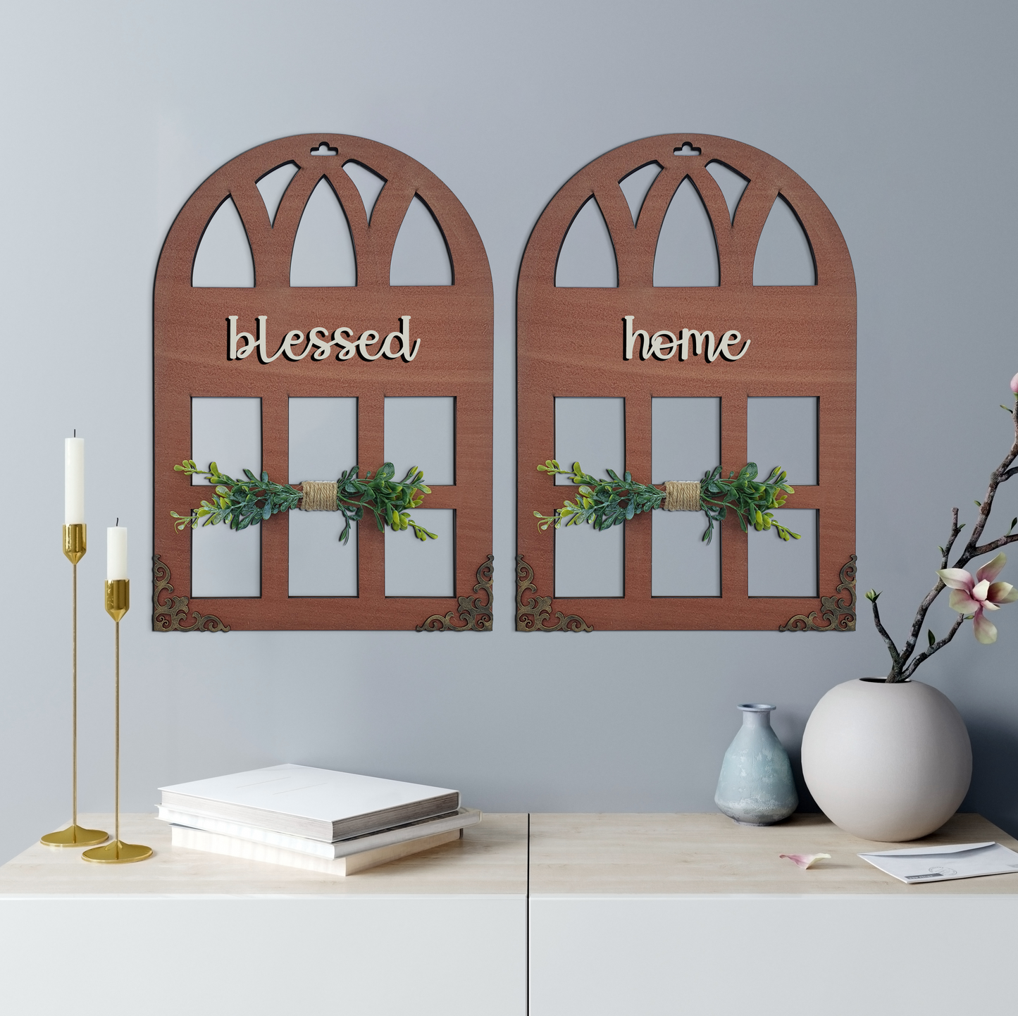 Blessed Home Quote Window Wall Art Set of 2