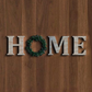 HOME Word With Ring Wreath Garland Wooden Sign Wall Art