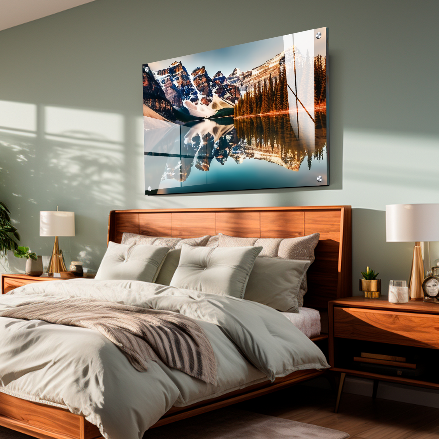 Mountains Mirror Nature Landscape Luxury Wall Art Painting