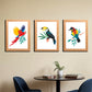 Beautiful Birds Wood and Acrylic Print Wall Art Set of 3