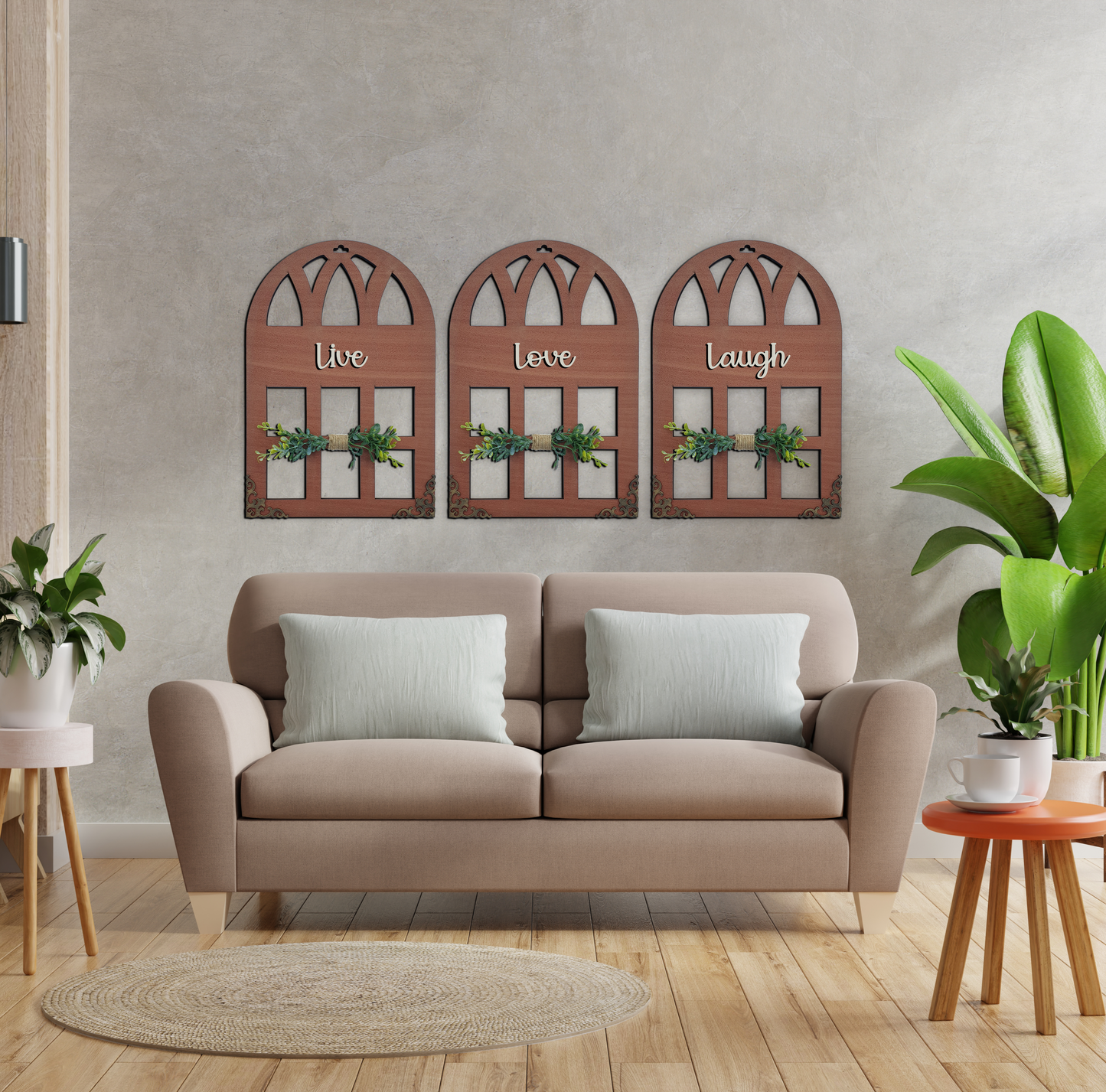 Live Love Laugh Quote Window Wall Art Set of 3