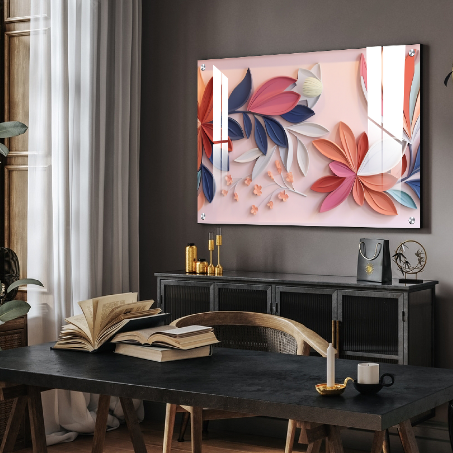 3D Colorful Flowers Luxury Wall Art Painting