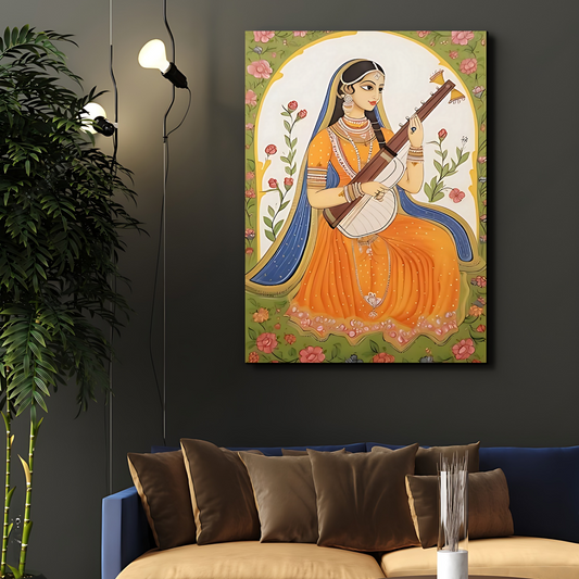 Maa Saraswati Ji Modern Wood Print Wall Art