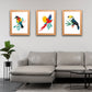 Beautiful Birds Wood and Acrylic Print Wall Art Set of 3