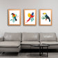 Beautiful Birds Wood and Acrylic Print Wall Art Set of 3