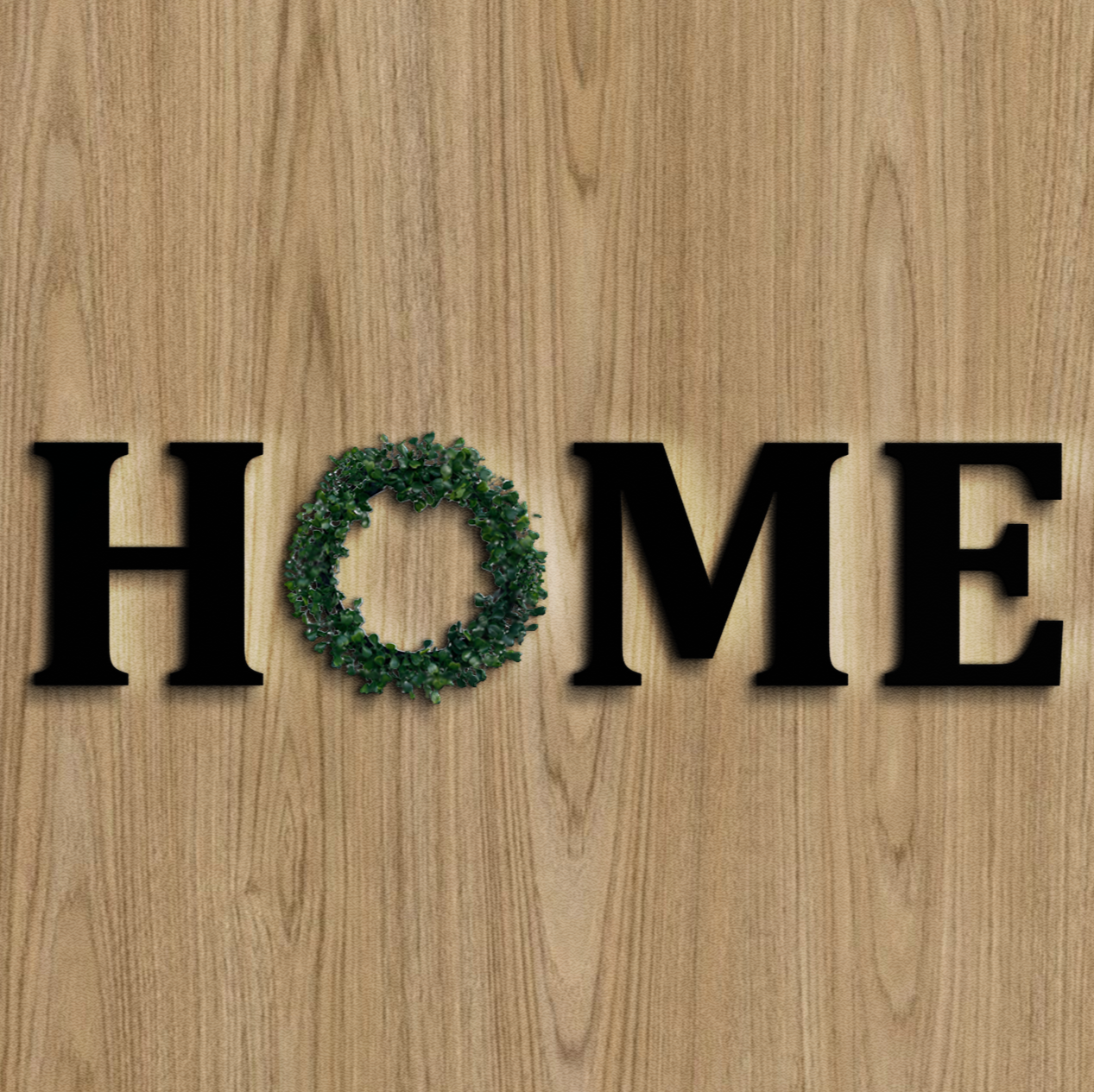 HOME Letters With Green Wreath Wooden Sign Wall Art Home Decoration