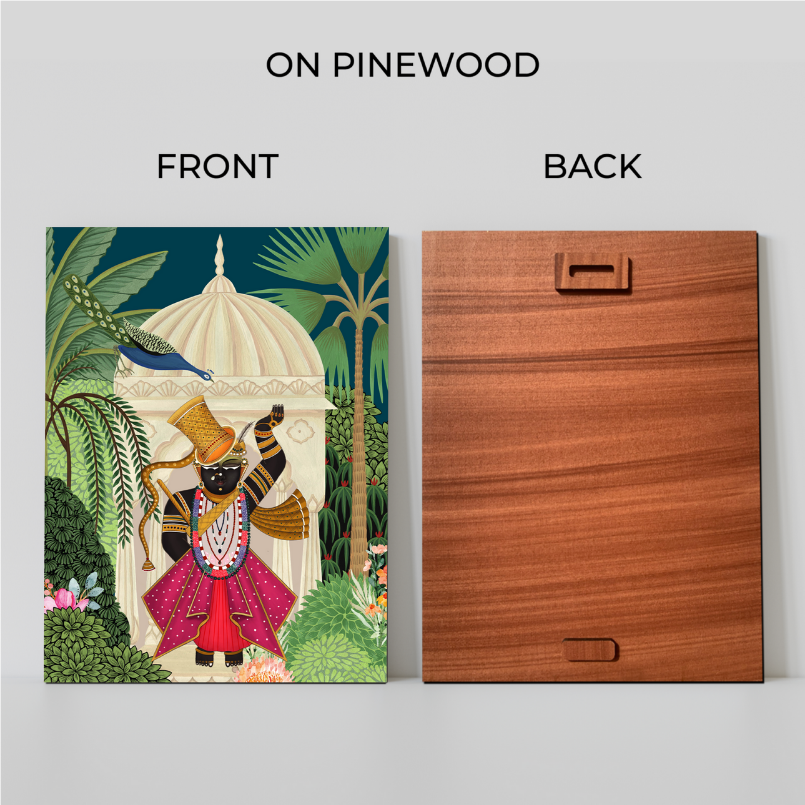 Set of 3 Shrinath Ji Pichwai Cow Wood Print Wall Art