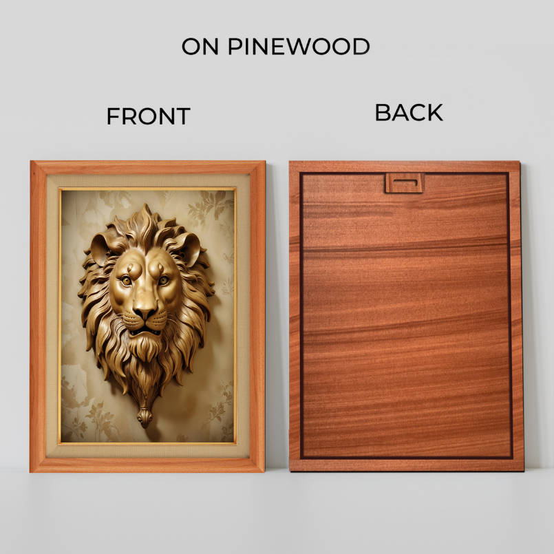 Metallic Lion Wood Print Wall Art 18x23 Inches