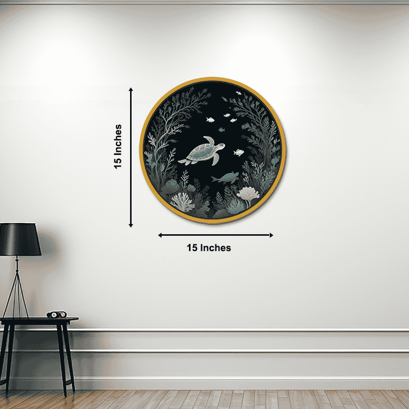 Aquarium Set Of 3 Circular Wood Print Wall Art 15x15 Inches Each