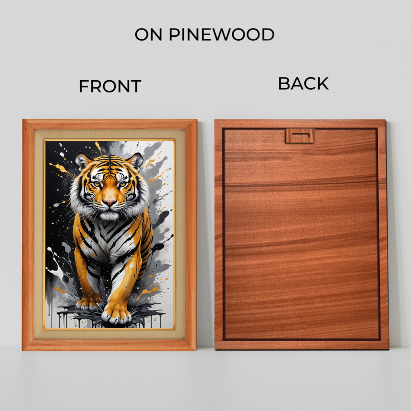 Tiger With Splash Colors Wood Print Wall Art 18x23 Inches