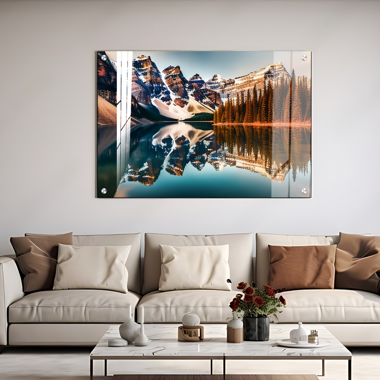 Mountains Mirror Nature Landscape Luxury Wall Art Painting