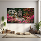 Meditating Buddha With Flowers Wood Print Wooden Wall Tiles Set