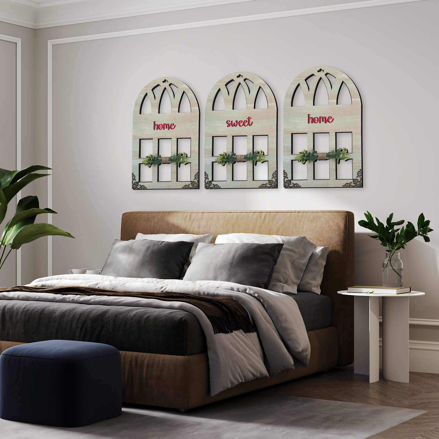 Home Sweet Home Quote Window Wall Art Set of 3