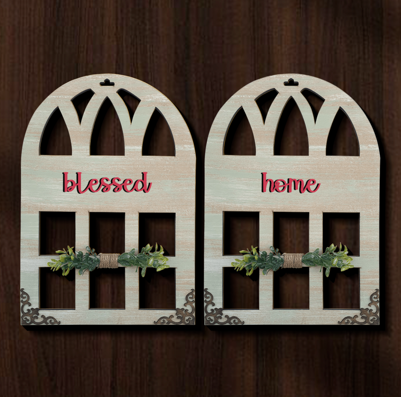 Blessed Home Quote Window Wall Art Set of 2