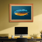 Vibrant Blue And Orange Feather Wood Print Wall Art 23x17.5 Inches