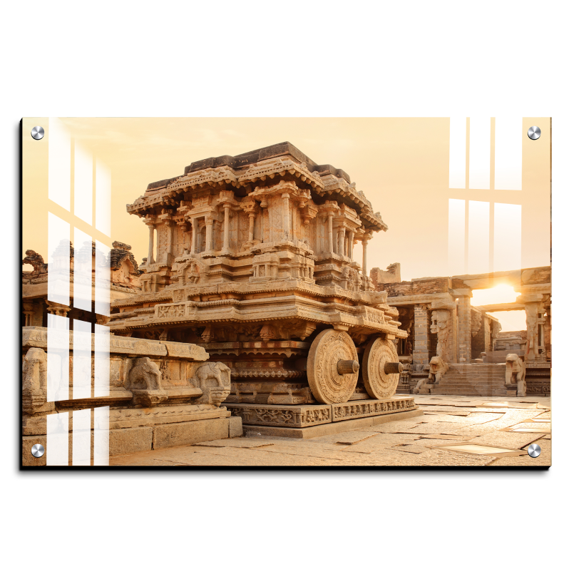 Stone Chariot in Hampi Vittala Temple Wood Print Wall Art