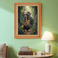 Elephant And Lion Wood Print Wall Art 18x23 Inches