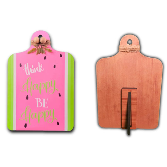 Chalk my Theme Wooden Water Melon style Wall Hanging and Decorative item (Think Happy Be Happy)