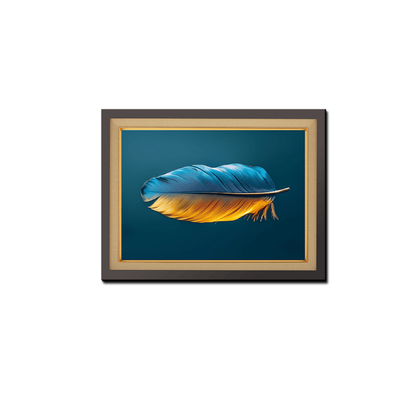 Vibrant Blue And Orange Feather Wood Print Wall Art 23x17.5 Inches