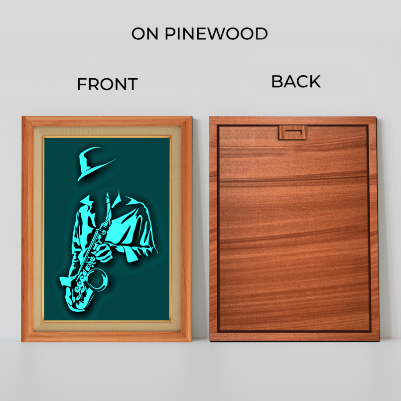 Man Playing Saxophone Wood Print Wall Art 18x23 Inches