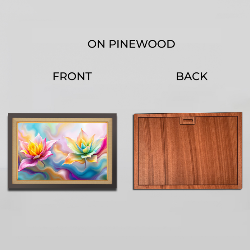 Colorful Digital Flowers Wood Print Wall Art 23x18 Inches