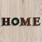 HOME Word With Ring Wreath Garland Wooden Sign Wall Art