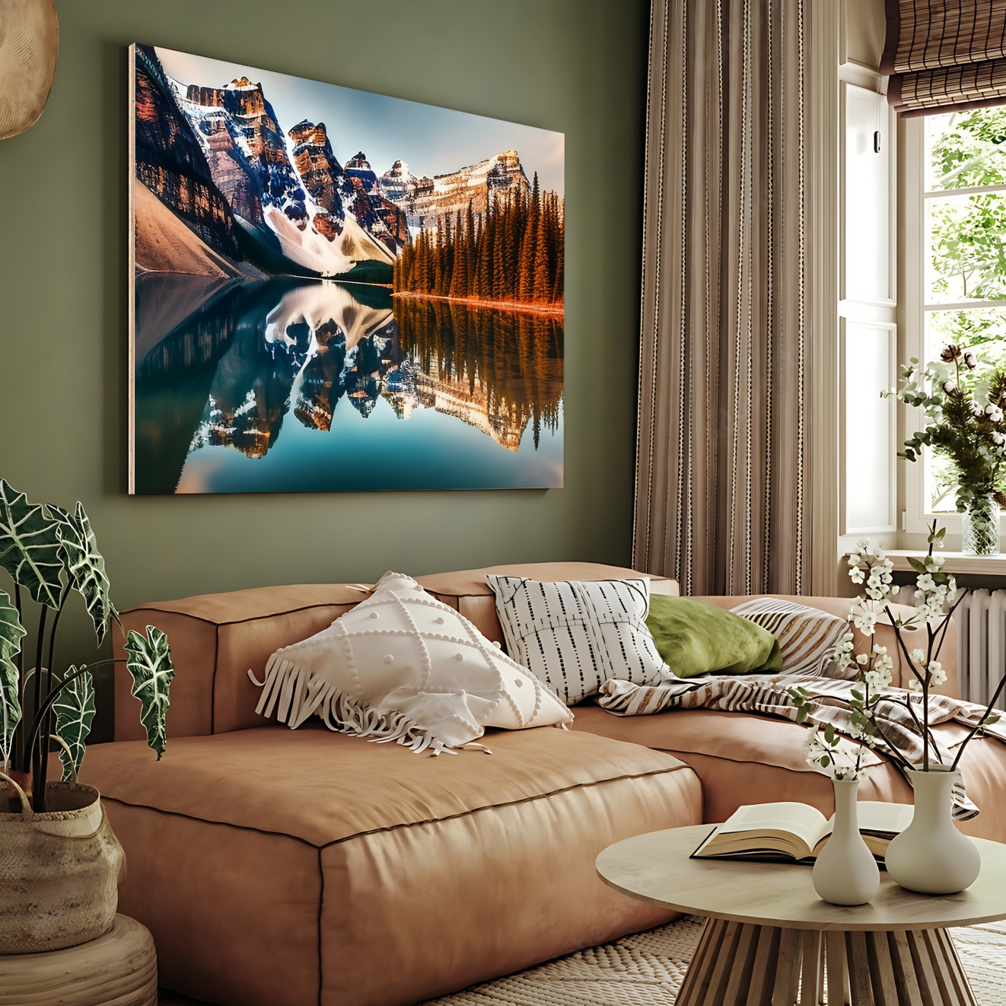 Mountains Mirror Nature Landscape Luxury Wall Art Painting