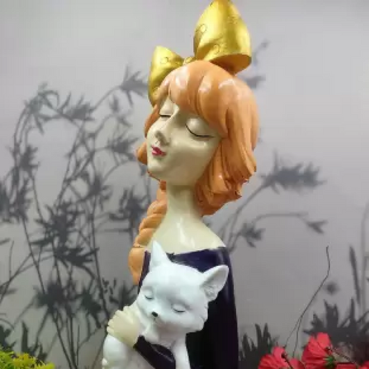 Girl With Cat Decorative Showpiece