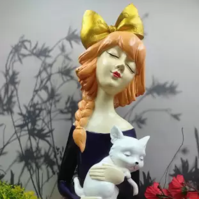 Girl With Cat Decorative Showpiece