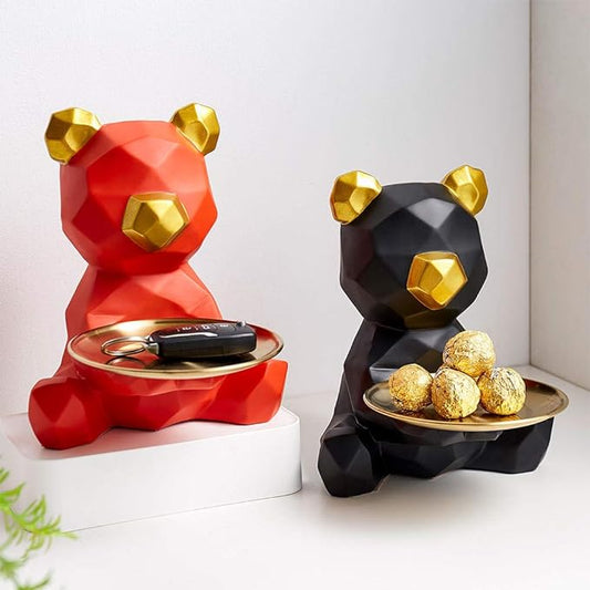 Cute Bear With Tray Sculpture