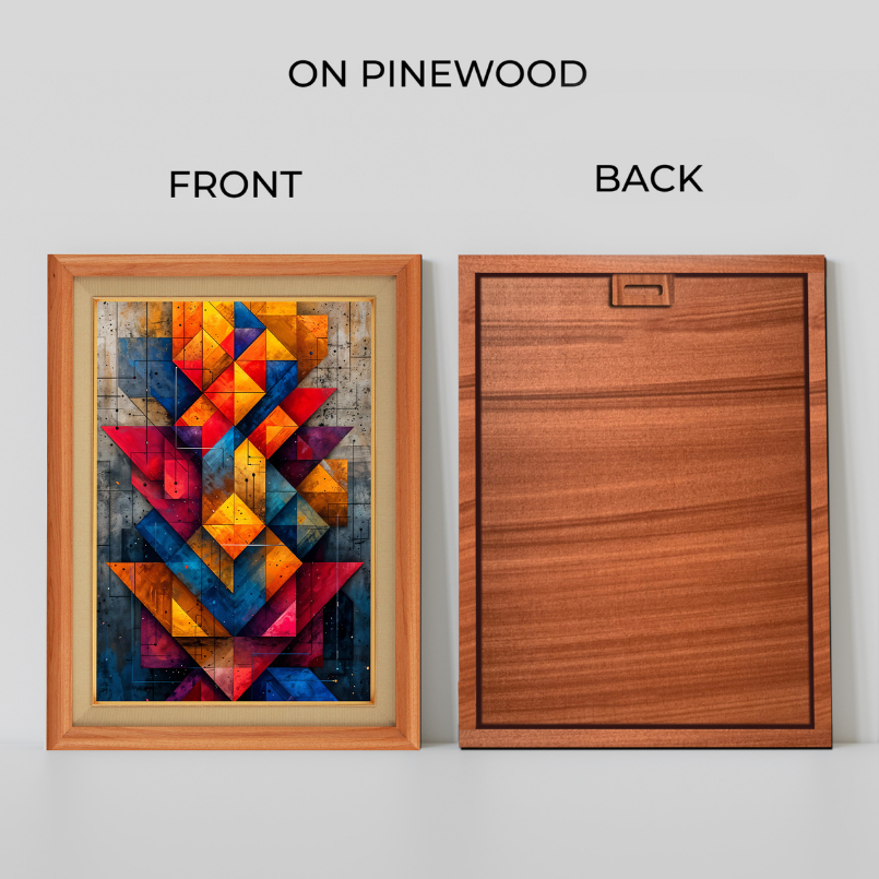 Abstract Geometric Pattern Wood Print Wall Art 18x23 Inches