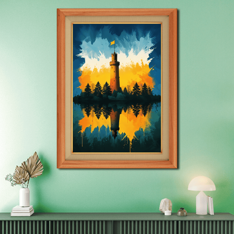 Fort With Flashing Colors Wood Print Wall Art 18x23 Inches