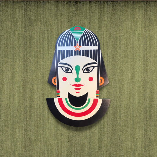 Chalk my Theme  3D Colorful Tribal Queen Abstract Face Wooden Wall Art