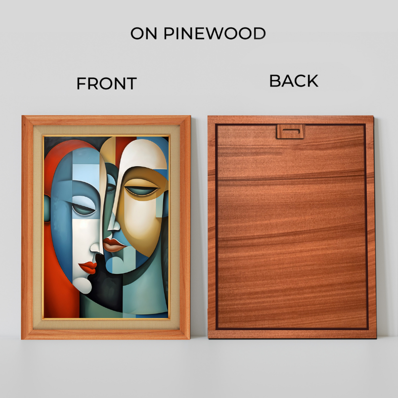 Two Abstract Faces  Wood Print Wall Art 18x23 Inches