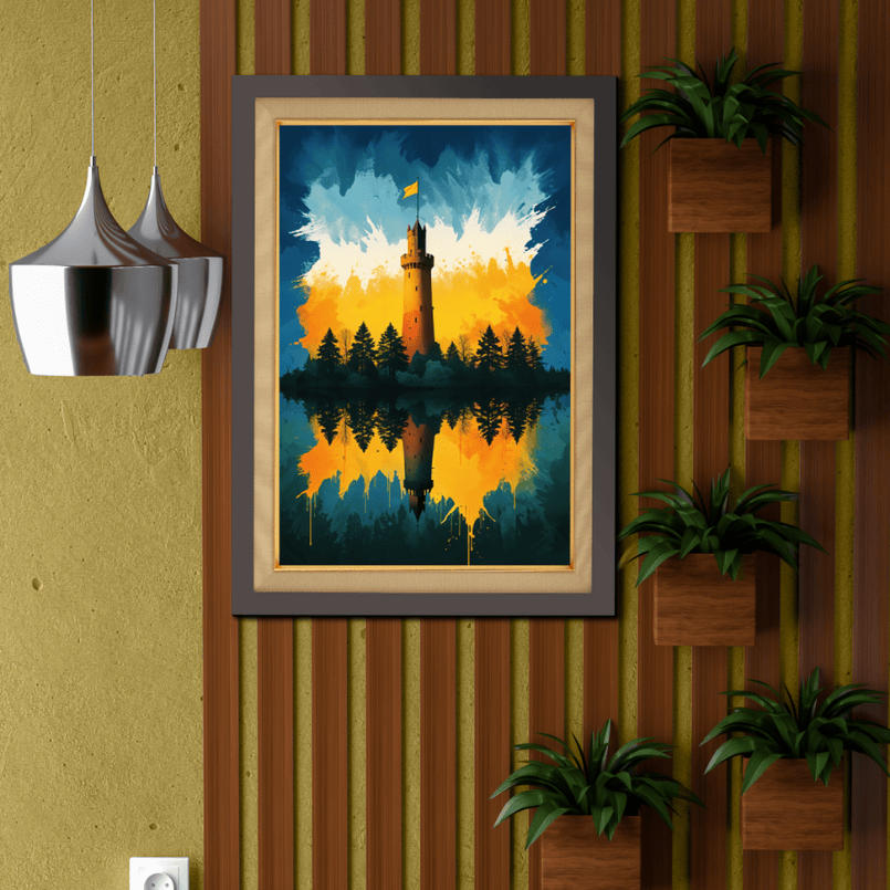 Fort With Flashing Colors Wood Print Wall Art 18x23 Inches