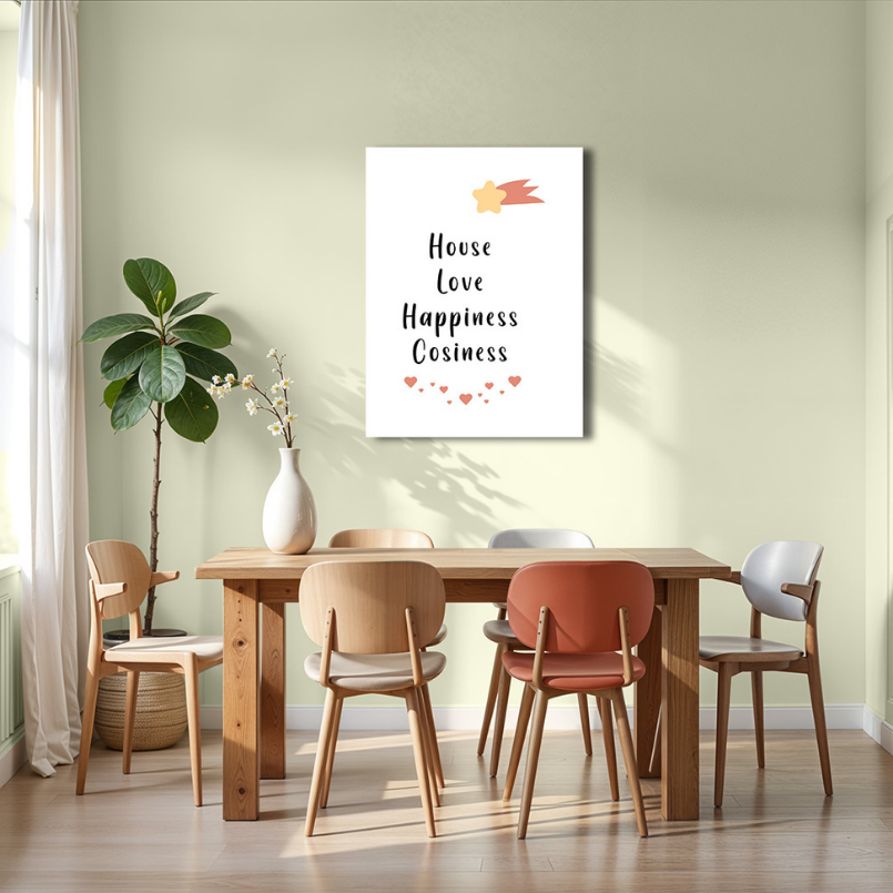 House Love Happiness Cosiness Wood Print Wall Art