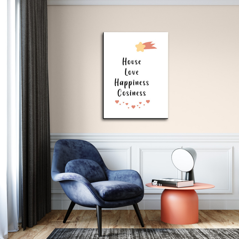 House Love Happiness Cosiness Wood Print Wall Art