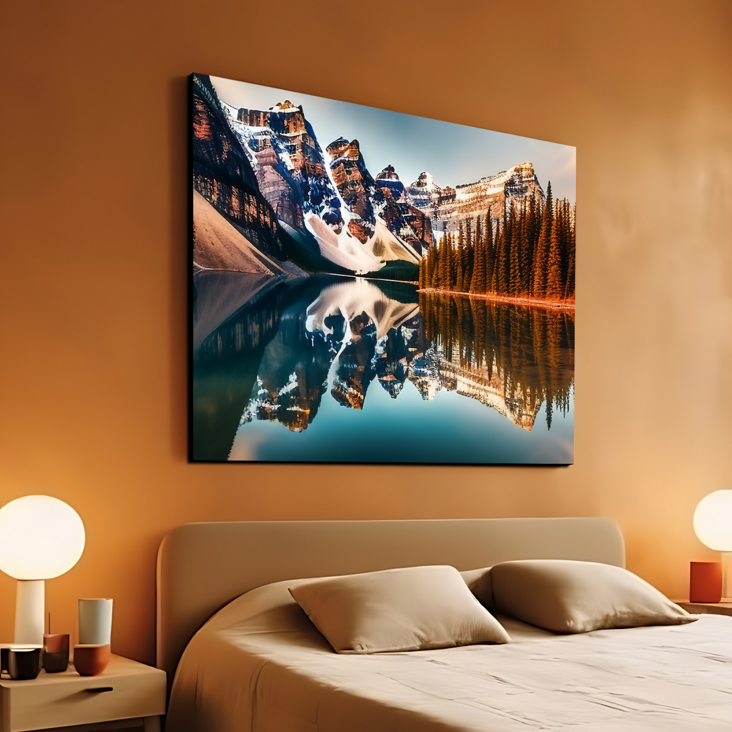 Mountains Mirror Nature Landscape Luxury Wall Art Painting