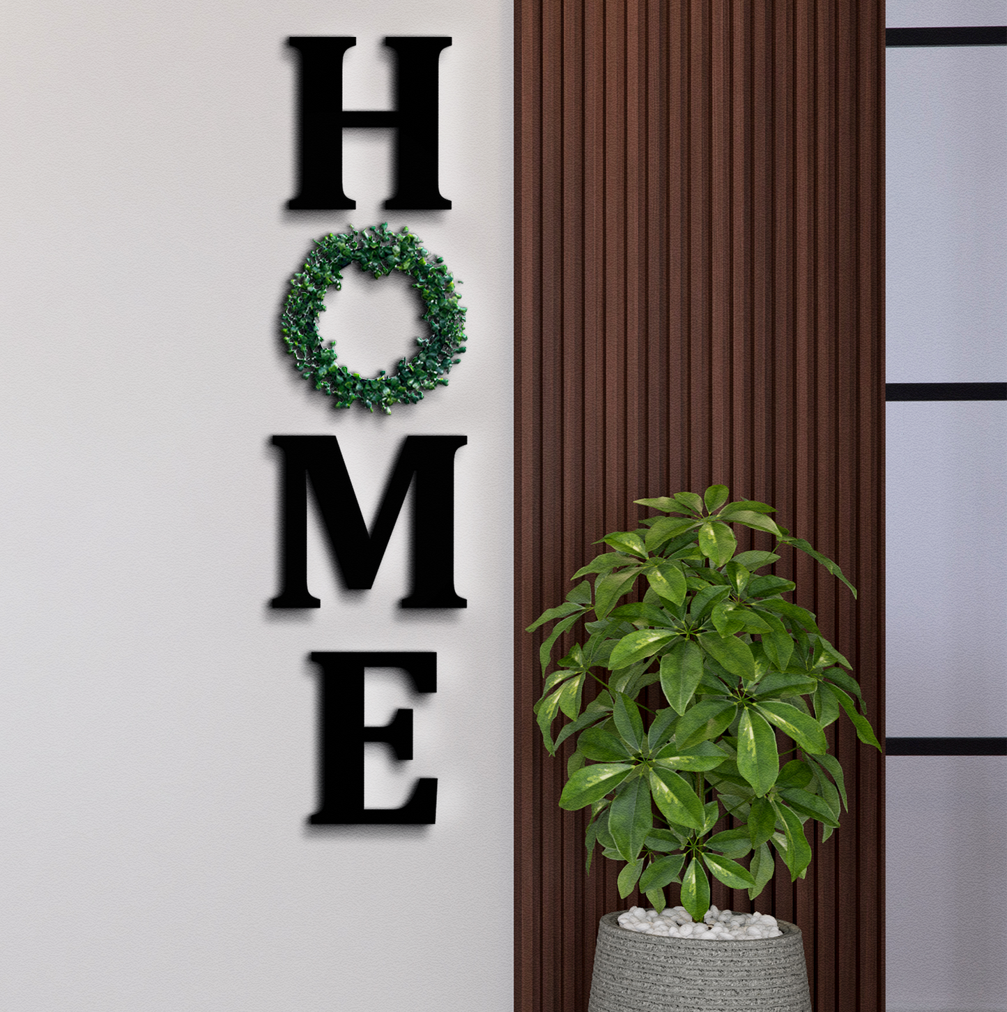 HOME Letters With Green Wreath Wooden Sign Wall Art Home Decoration