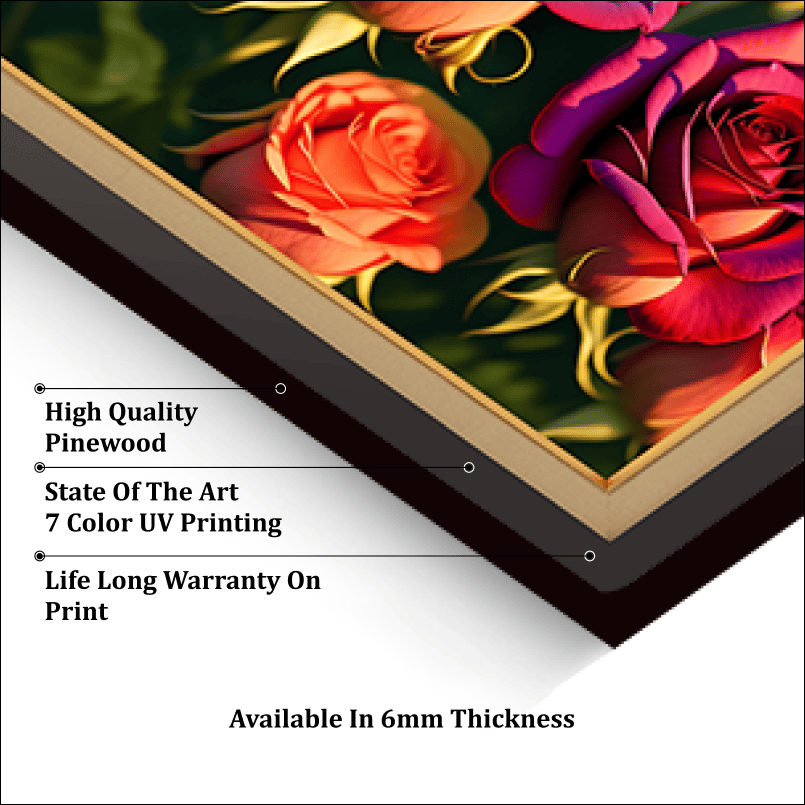 A Bouquet of Roses Wood Print Wall Art 23x17.5 Inches