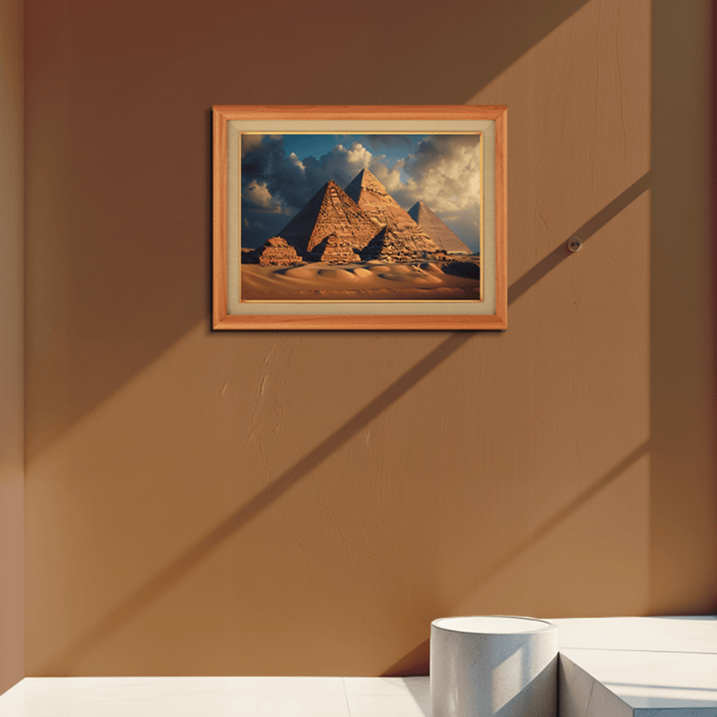 Egyptian Pyramid World Heritage Wood Print Wall Art 23x17.5 Inches