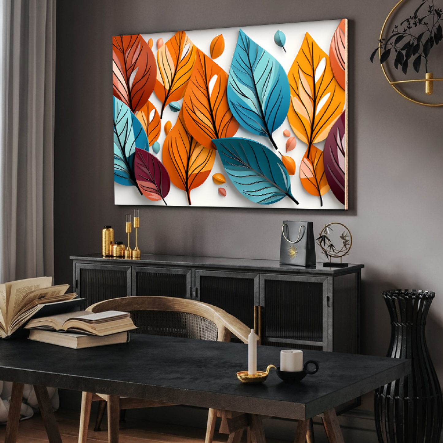 Colorful Leaves Luxury Wall Art Painting