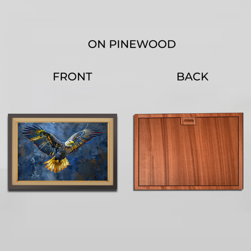 Flying Eagle Wood Print Wall Art 23x17.5 Inches