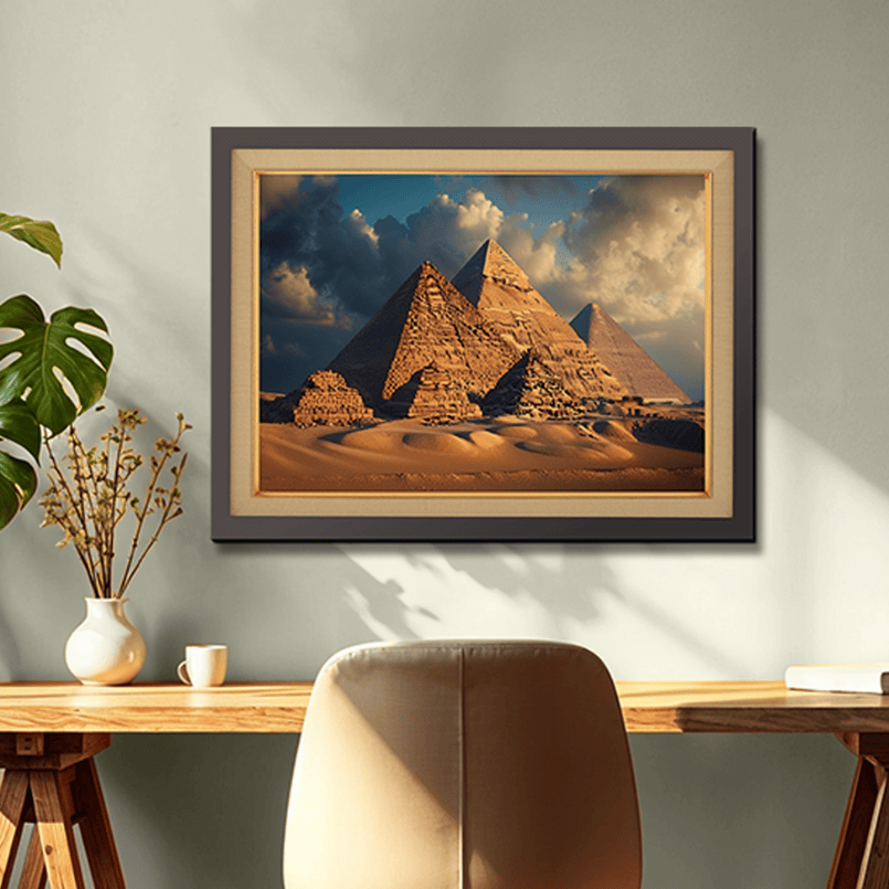 Egyptian Pyramid World Heritage Wood Print Wall Art 23x17.5 Inches