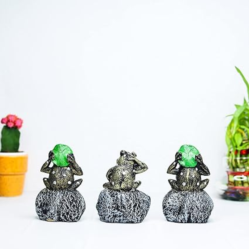 Set of 3 Frogs Statue Showpiece for Home Décor