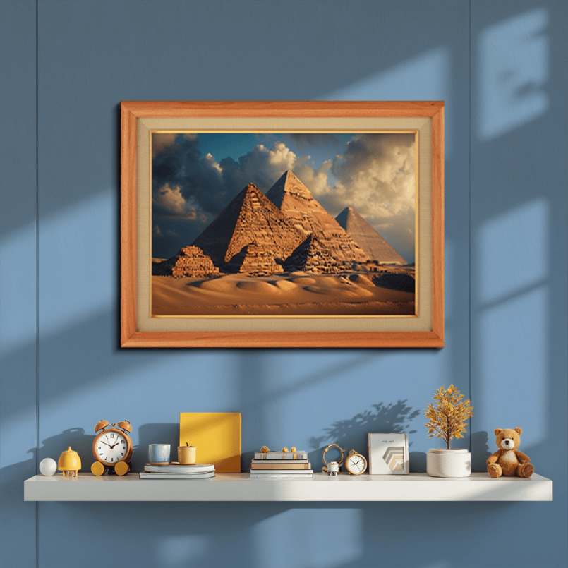 Egyptian Pyramid World Heritage Wood Print Wall Art 23x17.5 Inches