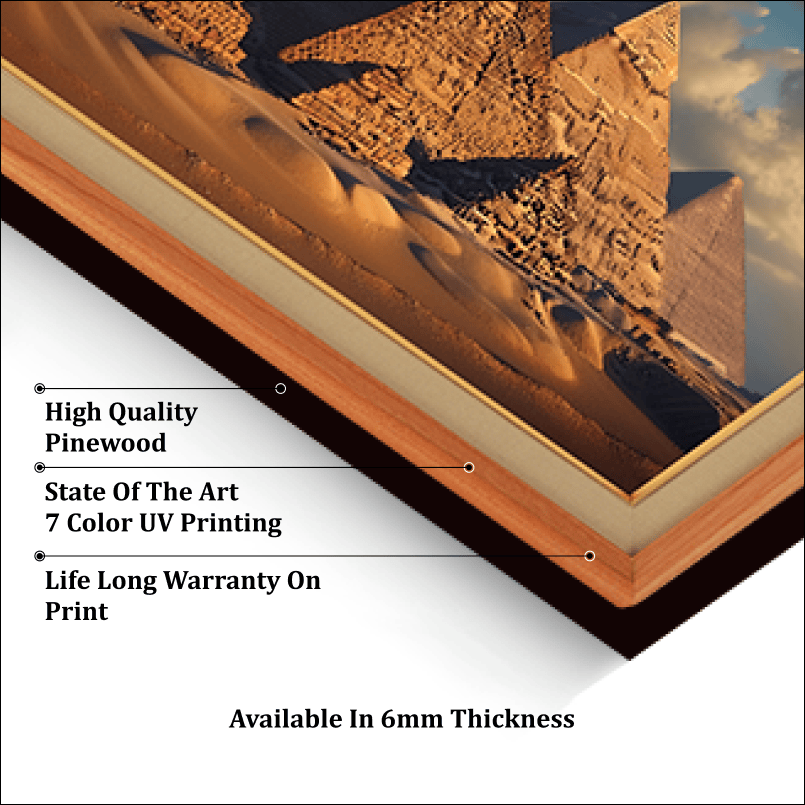 Egyptian Pyramid World Heritage Wood Print Wall Art 23x17.5 Inches