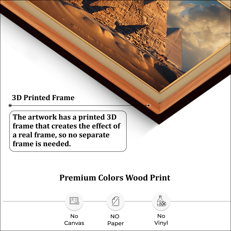 Egyptian Pyramid World Heritage Wood Print Wall Art 23x17.5 Inches